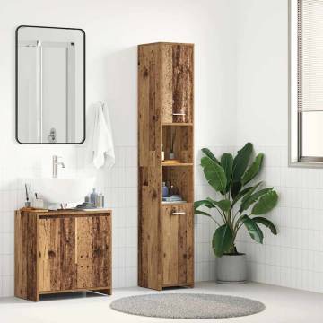 Elegant Old Wood Bathroom Cabinet - 30x30x183.5 cm