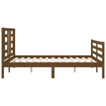 Stylish Honey Brown Bed Frame with Headboard - 140x200 cm