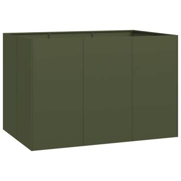 Olive Green Steel Planter 120x80x80 cm - Stylish Outdoor Decor