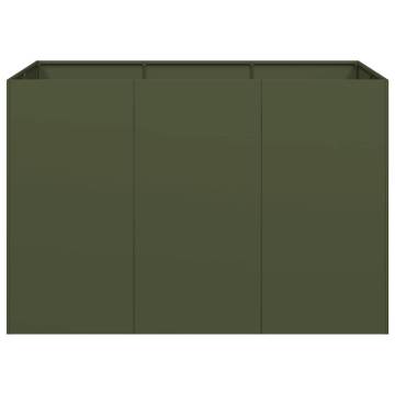 Olive Green Steel Planter 120x80x80 cm - Stylish Outdoor Decor