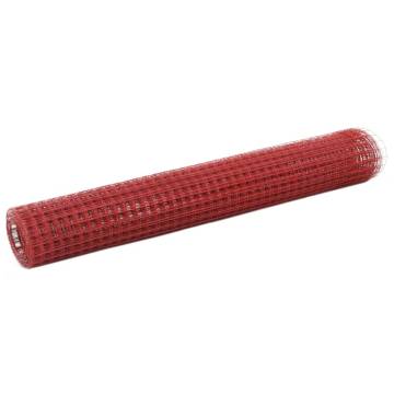 Chicken Wire Fence Steel with PVC Coating 25x1 m Red | HipoMarket