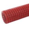 Chicken Wire Fence Steel with PVC Coating 25x1 m Red | HipoMarket