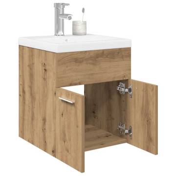 Stylish Sink Cabinet with Built-in Basin - Artisan Oak