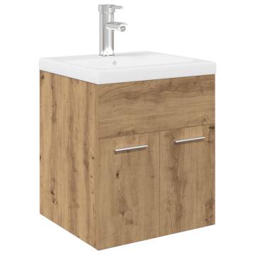 Stylish Sink Cabinet with Built-in Basin - Artisan Oak