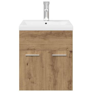 Stylish Sink Cabinet with Built-in Basin - Artisan Oak