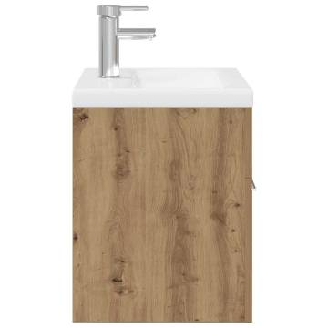 Stylish Sink Cabinet with Built-in Basin - Artisan Oak