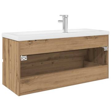 Stylish Sink Cabinet with Built-in Basin - Artisan Oak | HipoMarket