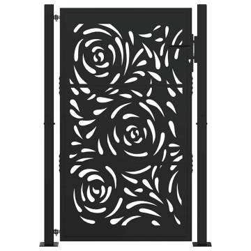 Garden Gate Black 105x155 cm Steel Flame Design - HipoMarket