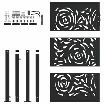 Garden Gate Black 105x155 cm Steel Flame Design - HipoMarket