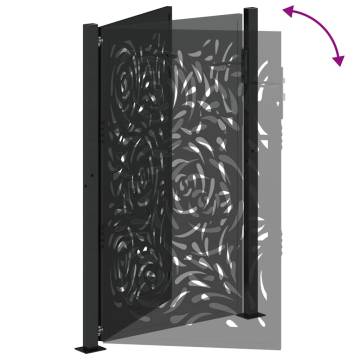 Garden Gate Black 105x155 cm Steel Flame Design - HipoMarket