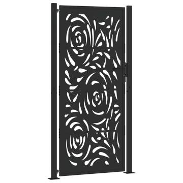 Garden Gate Black 105x205 cm Steel Flame Design - Hipomarket