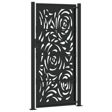 Garden Gate Black 105x205 cm Steel Flame Design - Hipomarket