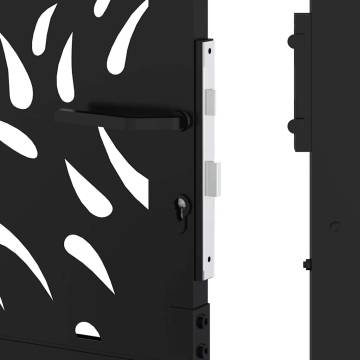 Garden Gate Black 105x205 cm Steel Flame Design - Hipomarket