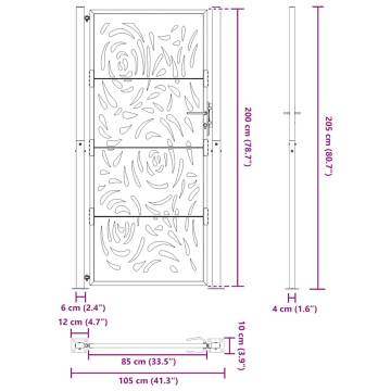 Garden Gate 105x205 cm Weathering Steel Flame Design