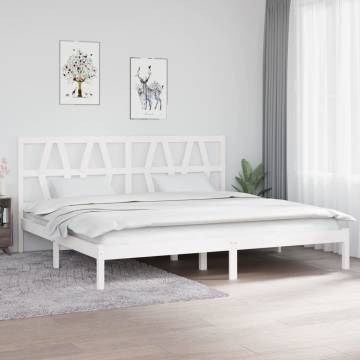 White Solid Wood Pine Bed Frame 200x200 cm | Hipo Market