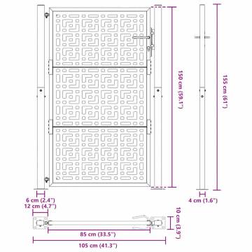 Garden Gate 105x155 cm Weathering Steel Cross Design - HipoMarket