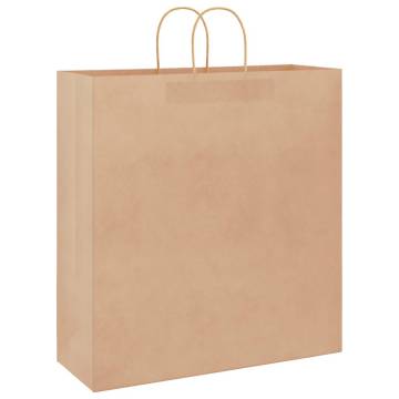 Brown Paper Bags with Handles - 50 pcs | HipoMarket UK