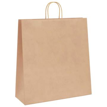 Brown Paper Bags with Handles - 50 pcs | HipoMarket UK