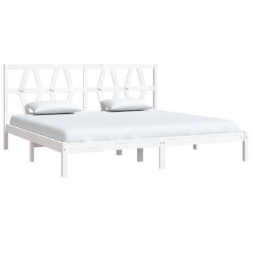 White Solid Wood Pine Bed Frame 200x200 cm | Hipo Market