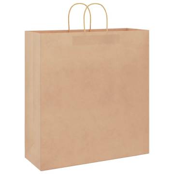 250 Paper Bags with Handles - Eco-Friendly Brown Kraft Bags