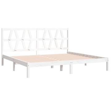 White Solid Wood Pine Bed Frame 200x200 cm | Hipo Market