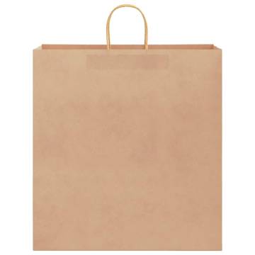 250 Paper Bags with Handles - Eco-Friendly Brown Kraft Bags