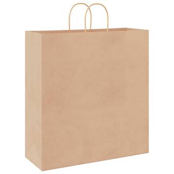 250 Paper Bags with Handles - Eco-Friendly Brown Kraft Bags