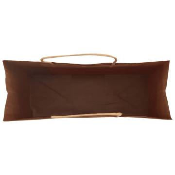 250 Paper Bags with Handles - Eco-Friendly Brown Kraft Bags