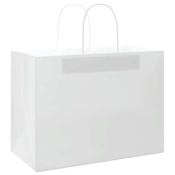 50 pcs White Paper Bags with Handles - Eco-Friendly Packaging