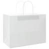 50 pcs White Paper Bags with Handles - Eco-Friendly Packaging