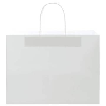 50 pcs White Paper Bags with Handles - Eco-Friendly Packaging