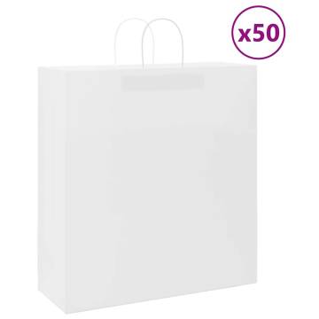 50 pcs White Paper Bags with Handles | Eco-Friendly Packaging