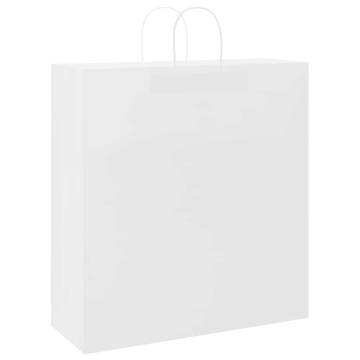 50 pcs White Paper Bags with Handles | Eco-Friendly Packaging