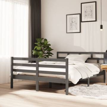 Grey Solid Pine Bed Frame 140x190 cm - Modern & Stylish