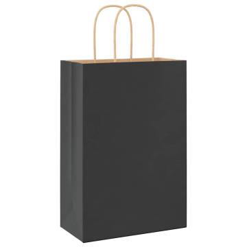 Paper Bags with Handles | 50 pcs Black 21x11x31 cm