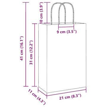 Paper Bags with Handles | 50 pcs Black 21x11x31 cm