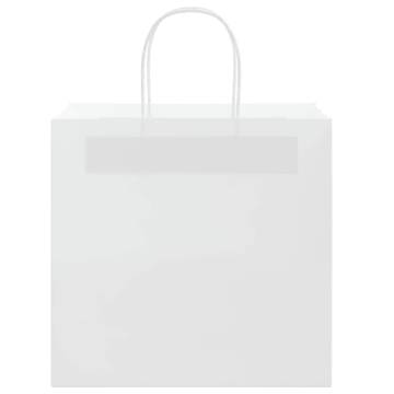 50 White Paper Bags with Handles - Durable & Recyclable