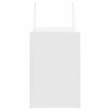 50 White Paper Bags with Handles - Durable & Recyclable