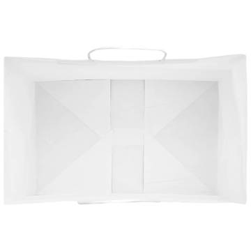 50 White Paper Bags with Handles - Durable & Recyclable