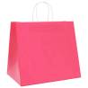 Eco-Friendly Pink Paper Bags with Handles | 50 pcs