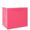 Eco-Friendly Pink Paper Bags with Handles | 50 pcs