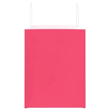 Eco-Friendly Pink Paper Bags with Handles | 50 pcs