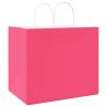 Eco-Friendly Pink Paper Bags with Handles | 50 pcs