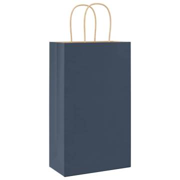 Blue Paper Bags with Handles - 50 pcs | Hipomarket UK