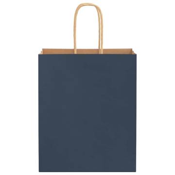 Blue Paper Bags with Handles - 250 pcs | HipoMarket