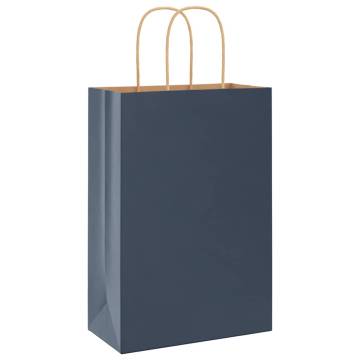 Blue Paper Bags with Handles - 250 pcs | Eco-Friendly Packaging