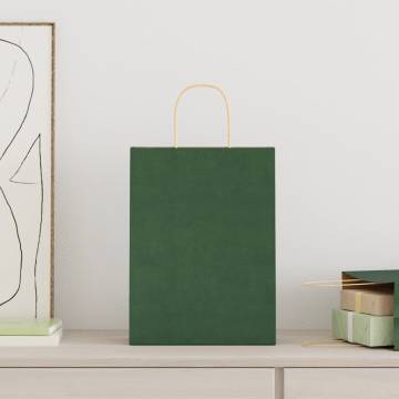 Sustainable Green Paper Bags with Handles - 50 pcs | HipoMarket