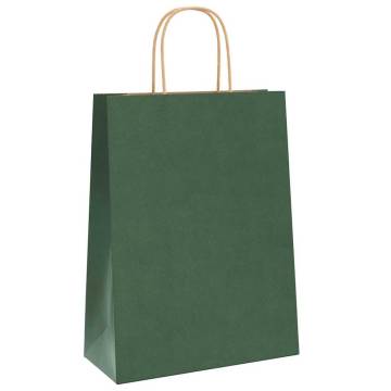 Sustainable Green Paper Bags with Handles - 50 pcs | HipoMarket