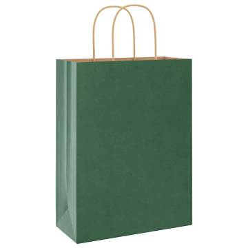 Sustainable Green Paper Bags with Handles - 50 pcs | HipoMarket