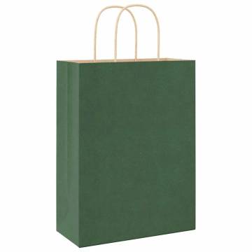 Sustainable Green Paper Bags with Handles - 50 pcs | HipoMarket